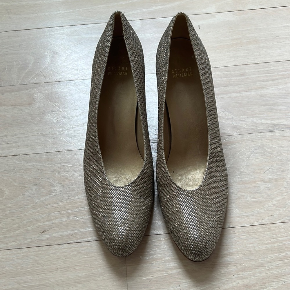 Shiny silver heels